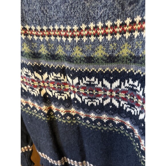 Vintage Heirloom Ramie Sweater Women Large Blue Nordic Full Zip Chunky 80's - Picture 8 of 9